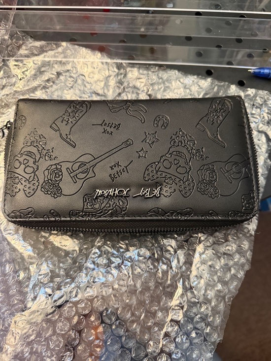 Betsey Johnson Handbags - Betsey Johnson Black Embossed Day of the Dead Zip Wallet